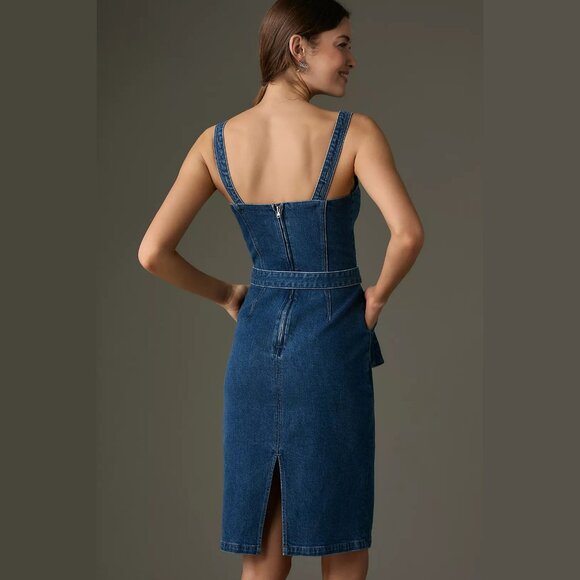 NEW PAIGE Sizes 8, 10 Giulia Denim Mini Dress - Iris Blue - Picture 4 of 4